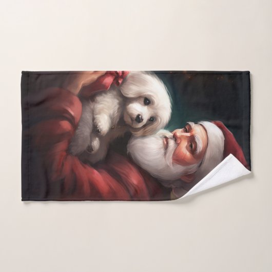 Coton De Tulear Avec Noël Du Père Noël (Serviette à main)