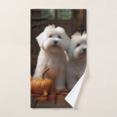 Coton De Tulear Chiot Automne Citrouille délice (Serviette à main)