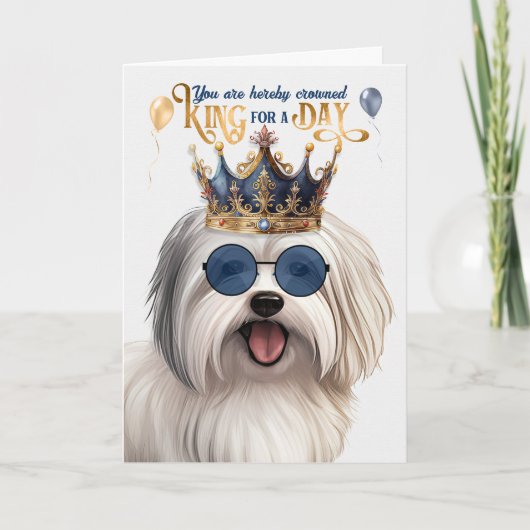 Coton de Tulear Dog King for a Day Funny Birthday Kaart (Voorkant)