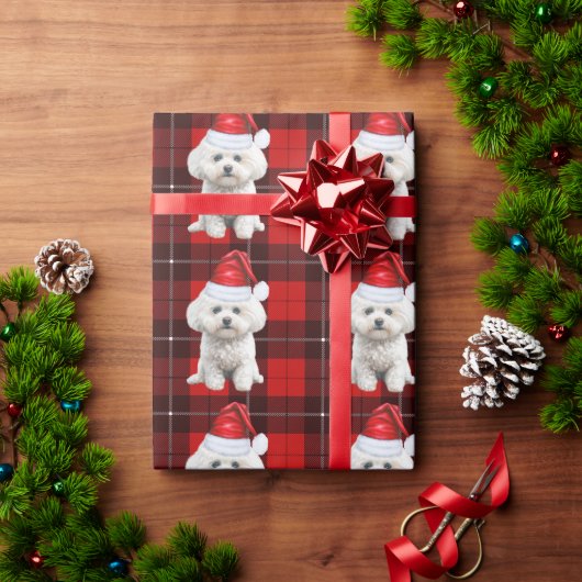 Coton de Tulear Dog Red Plaid Kerstmis Cadeaupapier (Feestdagen Geschenken)