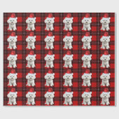 Coton de Tulear Dog Red Plaid Kerstmis Cadeaupapier (Vlak)