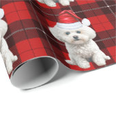 Coton de Tulear Dog Red Plaid Kerstmis Cadeaupapier (Rol Hoek)