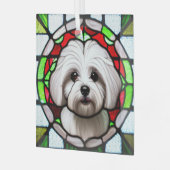 Coton de Tulear "Glas in lood" Glas Ornament (Voorkant links)