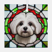 Coton de Tulear "Glas in lood" Glas Ornament (Achterkant)