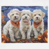 Coton De Tulear Halloween Spooky Fleece Deken (Voorkant (Horizontaal))