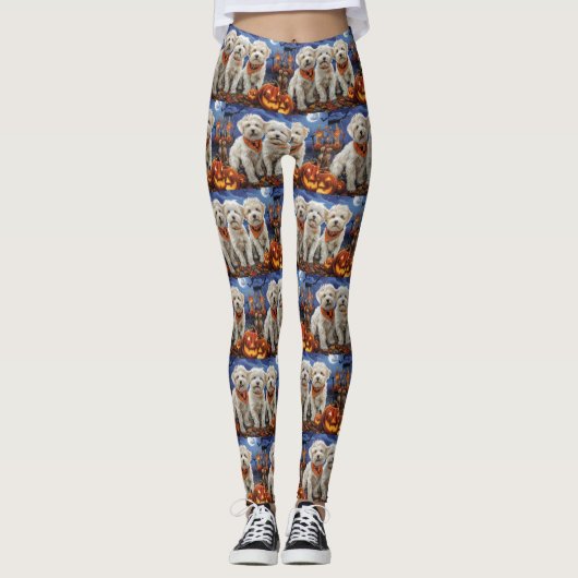 Coton De Tulear Halloween Spooky Leggings (Voorkant)