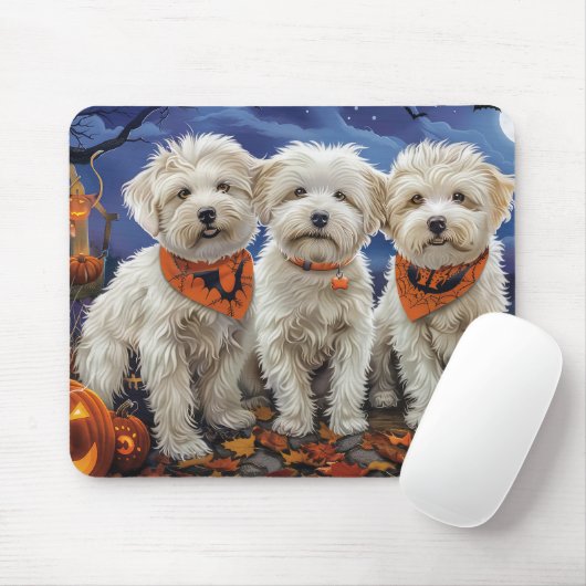Coton De Tulear Halloween Spooky Muismat (Met muis)