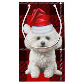 Coton de Tulear Hond Feestelijke Rode Plaid Kerst Klein Cadeauzakje (Achterkant)