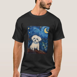 Coton de Tulear Hond Grappige Artistieke Van Gogh  T-shirt