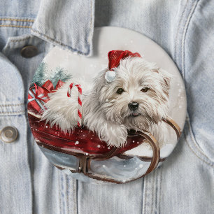 Coton De Tulear Hond Kerst Feestelijk Ronde Button 6,0 Cm