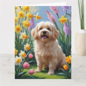 Coton De Tulear-hond Lenteregen Schilderij Kaart (Voorkant)