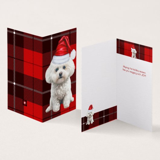 Coton de Tulear Hond Rood Vakantie Kerstmis Plaid Kaart (Binnen en buitenkant)