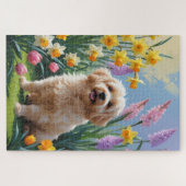 Coton De Tulear Hond Spring Bloemen Schilderen Legpuzzel (Horizontaal)