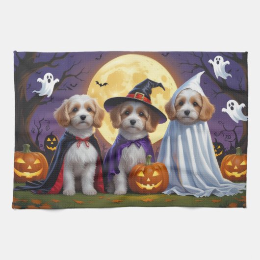 Coton De Tulear Honden Pompoen Halloween Grappig Theedoek (Horizontaal)