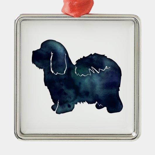 Coton de Tulear Hondenras Black Waterverf Metalen Ornament (Voorkant)