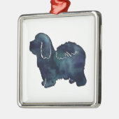Coton de Tulear Hondenras Black Waterverf Metalen Ornament (Links)