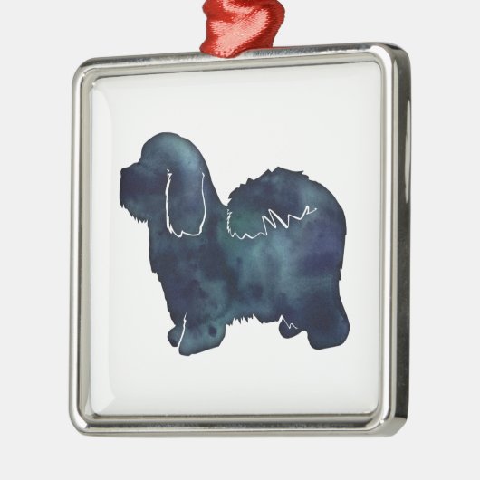 Coton de Tulear Hondenras Black Waterverf Metalen Ornament (Links)