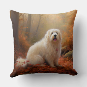 Coton De Tulear in Herfstbladeren vallen Inspirere Kussen