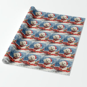 Coton De Tulear in slee Let it Snow Kerstmis Cadeaupapier