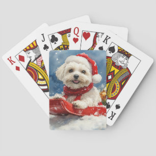 Coton De Tulear in slee Let it Snow Kerstmis Pokerkaarten