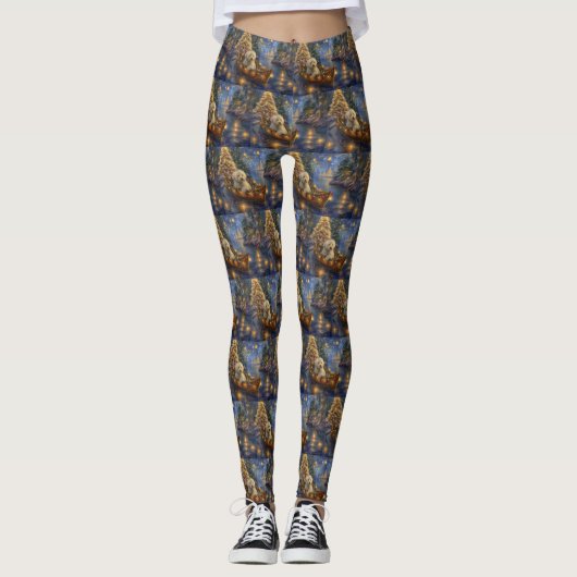 Coton De Tulear Kerst Feestelijke Reis Leggings (Voorkant)