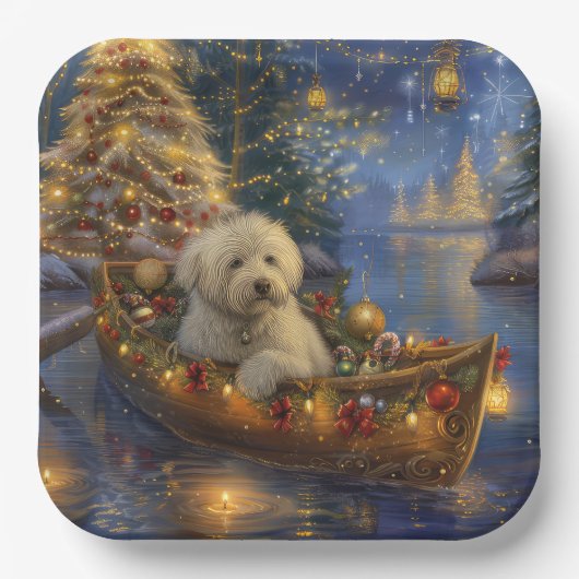 Coton de Tulear Kerstvakantie Papieren Bordje (Voorkant)