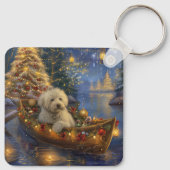 Coton de Tulear Kerstvakantie Sleutelhanger (Achterkant)