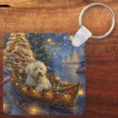 Coton de Tulear Kerstvakantie Sleutelhanger (Achterkant)