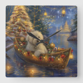 Coton de Tulear Kerstvakantie Vierkante Klok (Voorkant)