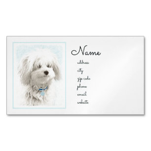 Coton de Tulear Painting - Cute Original Dog Art Magnetisch Visitekaartje