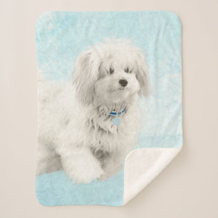 Coton de Tulear Painting - Cute Original Dog Art Sherpa Deken