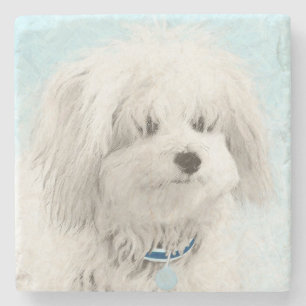 Coton de Tulear Painting - Cute Original Dog Art Stenen Onderzetter