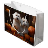 Coton De Tulear Puppy Herfst Delight Pompoen Groot Cadeauzakje (Achterkant Gekanteld)