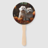 Coton De Tulear Puppy Herfst Delight Pompoen Handwaaier (Achterkant)