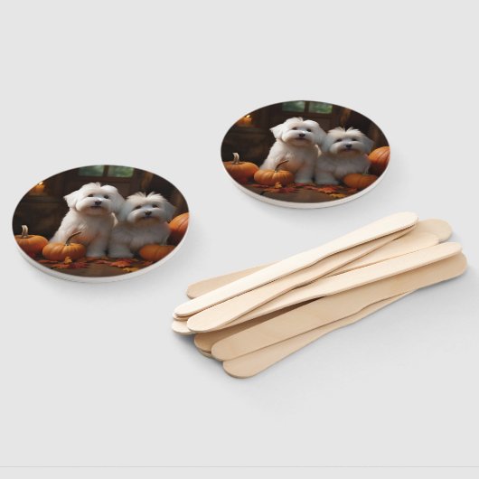 Coton De Tulear Puppy Herfst Delight Pompoen Handwaaier (Niet-gemonteerd)