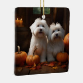 Coton De Tulear Puppy Herfst Delight Pompoen Keramisch Ornament (Rechts)