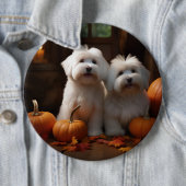 Coton De Tulear Puppy Herfst Delight Pompoen Ronde Button 6,0 Cm (In situ)