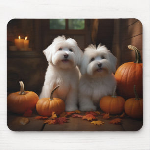 Coton De Tulear Puppy Herfst Plezier Pompoen  Muismat
