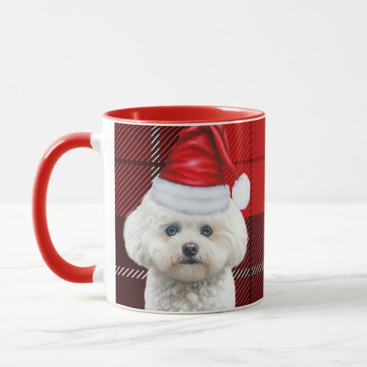 Coton de Tulear Rouge Vacances Plaid Christmas Mug (Gauche)