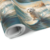 Coton De Tulear Strand Surfen Schilderen Cadeaupapier (Rol Hoek)