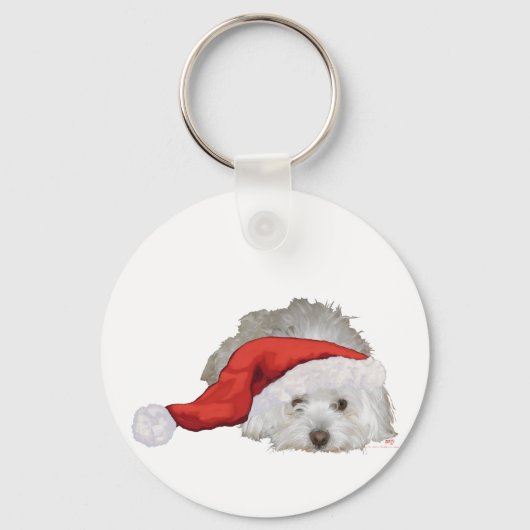Coton de Tulear - Wachten Sleutelhanger (Voorkant)