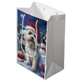 Coton De Tulear Winter Wonderland Kerstvreugde Medium Cadeauzakje (Voorkant Gekanteld)