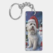 Coton De Tulear Winter Wonderland Kerstvreugde Sleutelhanger (Voorkant Links)