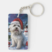 Coton De Tulear Winter Wonderland Kerstvreugde Sleutelhanger (achterkant)