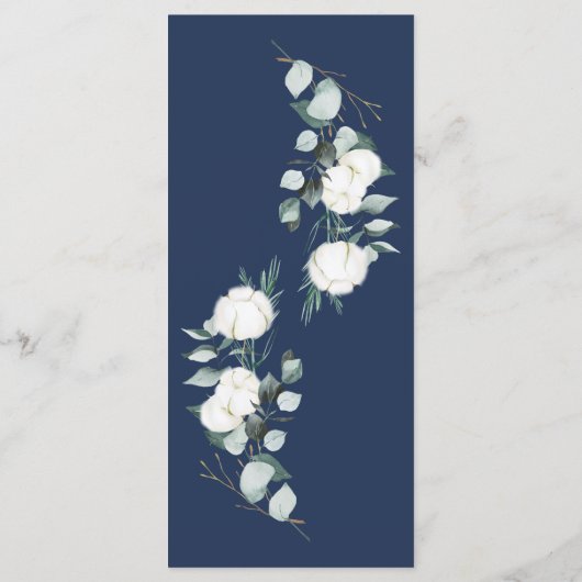 Coton d'Eucalyptus | Menu Mariage moderne blanc (Dos)