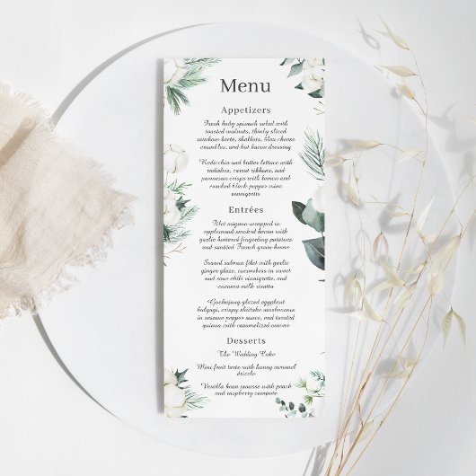 Coton d'Eucalyptus | Menu Mariage moderne blanc