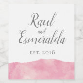 Coton rose Candy Aquarelle Mariage Vin Étiquette (Étiquettes simples)