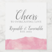 Coton rose Candy Aquarelle Mariage Vin Étiquette (Étiquettes simples)