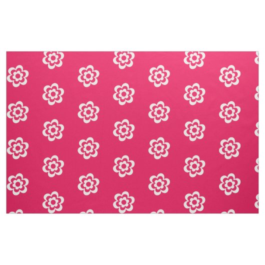 Coton Rouge Composé Avec Tissu Fleur Blanc (Fat Quarter)