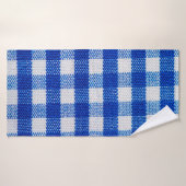 coton texture à damiers bleu (Serviette de bain)